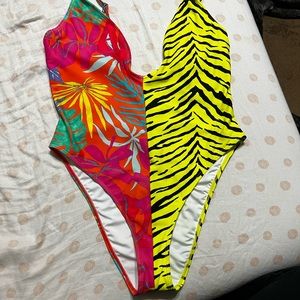 NWT- Forever 21- One piece- swimsuit- multi color- high cut